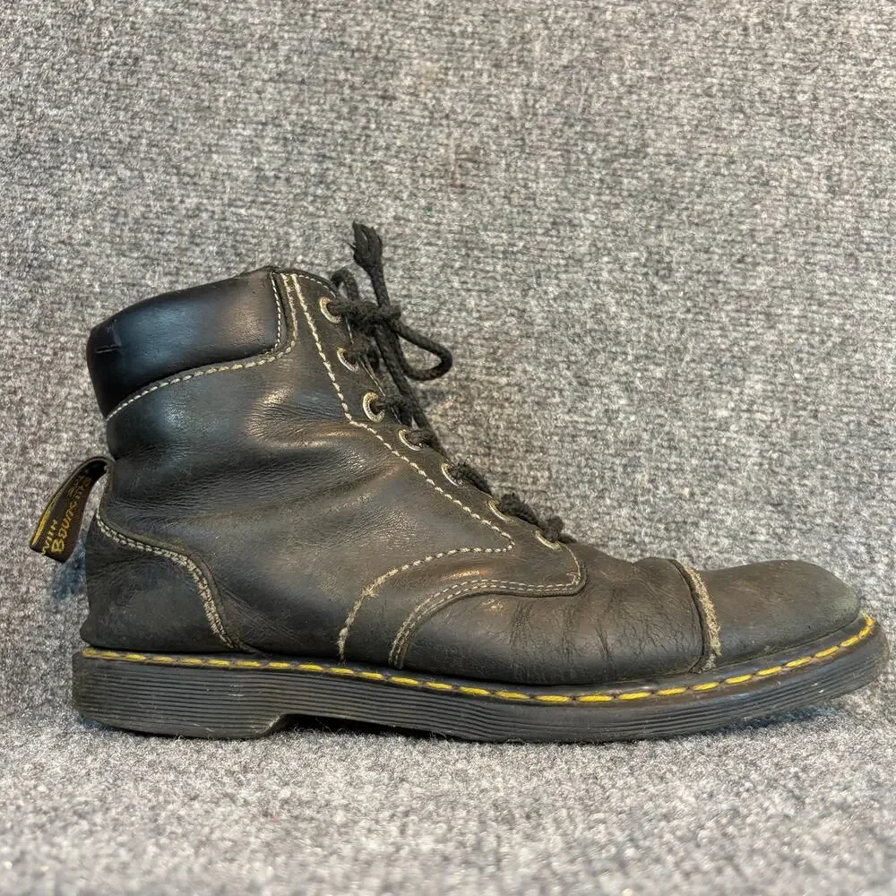 Dr. Martens Ranch Soft Cap Toe Black Leather Combat Ankle Boots Mens 11